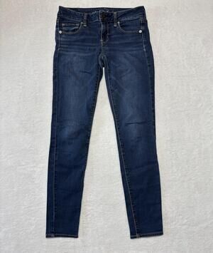 American Eagle Jeans Womens 4 Blue Super Stretch Skinny Mid Rise Denim Classic